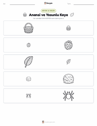 Anansi ve Yosun Kaplı Kaya yazdırılabilir çalışma sayfası önizlemesi