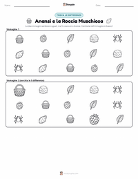 Anteprima della scheda stampabile di Anansi e la Roccia Coperta di Muschio