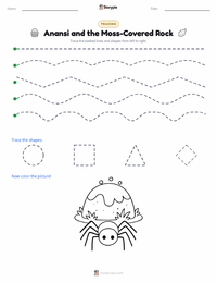 Anansi and the Moss-Covered Rock printable worksheet preview
