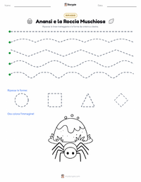 Anteprima della scheda stampabile di Anansi e la Roccia Coperta di Muschio