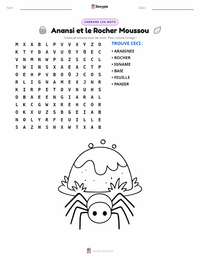 Aperçu de la feuille de travail imprimable Anansi et le Rocher Couvert de Mousse