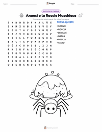 Anteprima della scheda stampabile di Anansi e la Roccia Coperta di Muschio