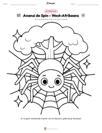 Anansi de Spin - West-Afrikaans afdrukbare werkblad voorbeeld