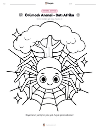 Örümcek Anansi - Batı Afrika yazdırılabilir çalışma sayfası önizlemesi