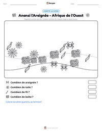 Aperçu de la feuille de travail imprimable Anansi l'Araignée - Afrique de l'Ouest