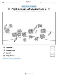 Podgląd drukowalnego arkusza ćwiczeń Pająk Anansi - Afryka Zachodnia