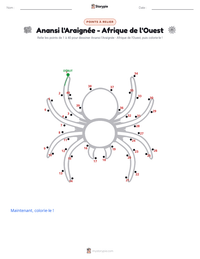 Aperçu de la feuille de travail imprimable Anansi l'Araignée - Afrique de l'Ouest