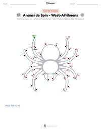 Anansi de Spin - West-Afrikaans afdrukbare werkblad voorbeeld