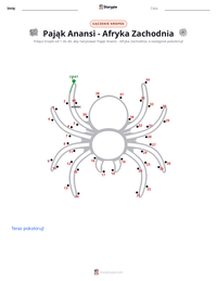 Podgląd drukowalnego arkusza ćwiczeń Pająk Anansi - Afryka Zachodnia