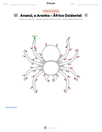 Prévia da folha de atividades imprimível Anansi, a Aranha - África Ocidental
