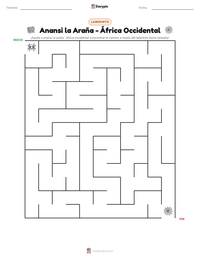 Vista previa de la hoja de trabajo imprimible de Anansi la Araña - África Occidental