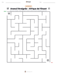 Aperçu de la feuille de travail imprimable Anansi l'Araignée - Afrique de l'Ouest