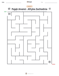 Podgląd drukowalnego arkusza ćwiczeń Pająk Anansi - Afryka Zachodnia