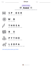 Anansi printable worksheet preview