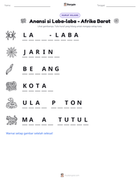 Prabaca lembar kerja cetak Anansi si Laba-laba - Afrika Barat