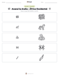 Vista previa de la hoja de trabajo imprimible de Anansi la Araña - África Occidental