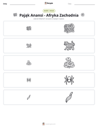 Podgląd drukowalnego arkusza ćwiczeń Pająk Anansi - Afryka Zachodnia