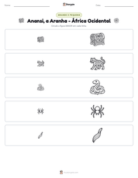 Prévia da folha de atividades imprimível Anansi, a Aranha - África Ocidental