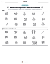 Anansi die Spinne - Westafrikanisch druckbare Arbeitsblatt Vorschau
