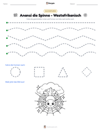 Anansi die Spinne - Westafrikanisch druckbare Arbeitsblatt Vorschau
