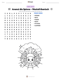 Anansi die Spinne - Westafrikanisch druckbare Arbeitsblatt Vorschau