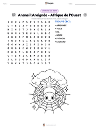 Aperçu de la feuille de travail imprimable Anansi l'Araignée - Afrique de l'Ouest