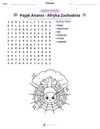 Podgląd drukowalnego arkusza ćwiczeń Pająk Anansi - Afryka Zachodnia