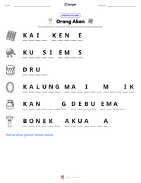 Prabaca lembar kerja cetak Orang Akan