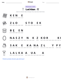 Podgląd drukowalnego arkusza ćwiczeń Lud Akan