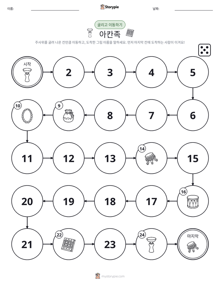주사위 굴리고 이동하기 게임