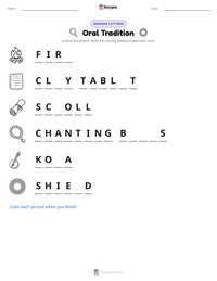 Oral Tradition printable worksheet preview