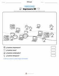 Vista previa de la hoja de trabajo imprimible de Impresora 3D
