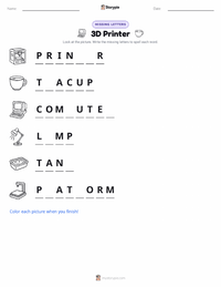 3D Printer printable worksheet preview