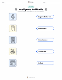 Aperçu de la feuille de travail imprimable Intelligence Artificielle