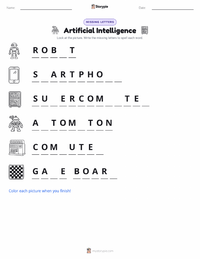 Artificial Intelligence printable worksheet preview