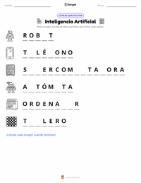 Vista previa de la hoja de trabajo imprimible de Inteligencia Artificial