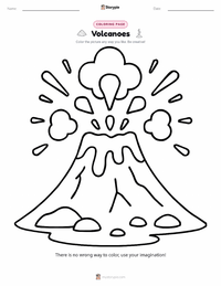 Volcanoes coloring page for kids