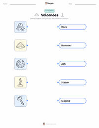 Volcanoes printable worksheet for kids