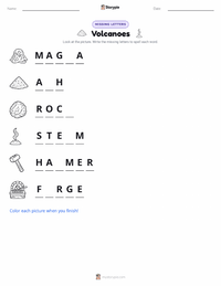 Volcanoes printable worksheet preview