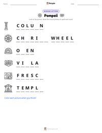 Pompeii printable worksheet preview