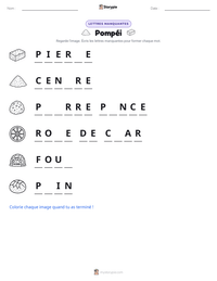 Aperçu de la feuille de travail imprimable Pompéi