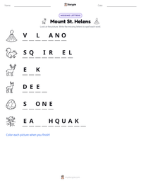 Mount St. Helens printable worksheet preview
