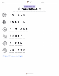 Plattentektonik druckbare Arbeitsblatt Vorschau