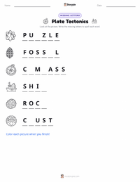 Plate Tectonics printable worksheet preview