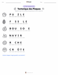 Aperçu de la feuille de travail imprimable Tectonique des plaques