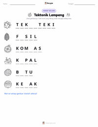 Prabaca lembar kerja cetak Tektonika Lempeng