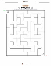 Aperçu de la feuille de travail imprimable L'Odyssée