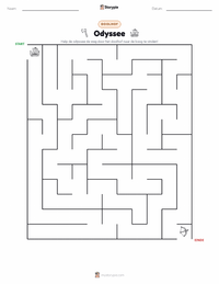 De Odyssee afdrukbare werkblad voorbeeld