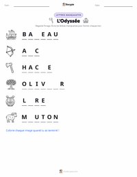 Aperçu de la feuille de travail imprimable L'Odyssée