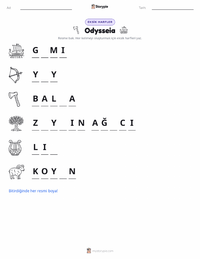 Odysseia yazdırılabilir çalışma sayfası önizlemesi